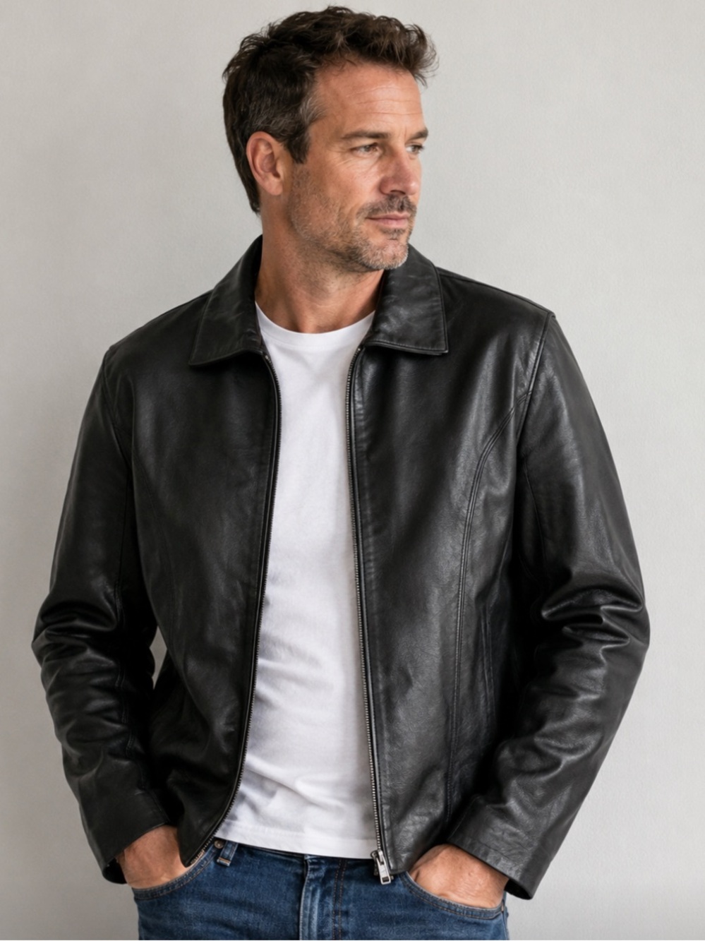 Wilson genuine black leather maxima men’s zip up coat size large 40 excellent